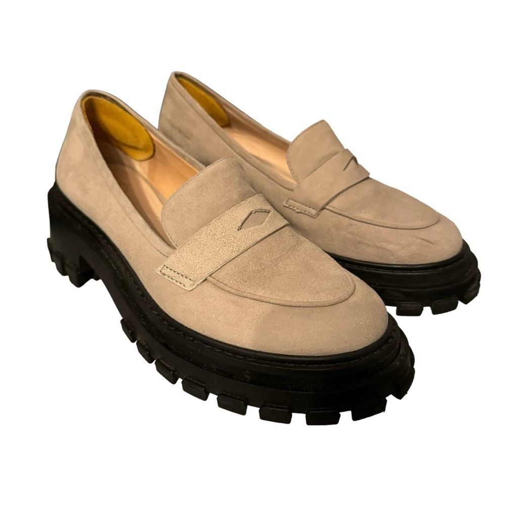 Porte & Paire Tan Suede Chunky Loafers